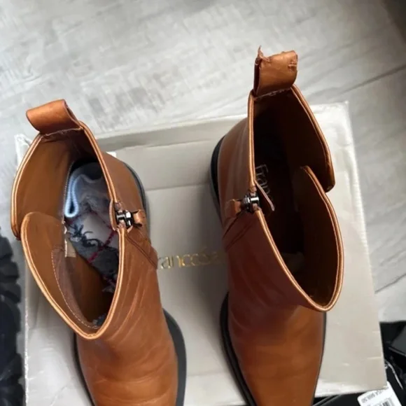 Franco Sarto Women's Tan Leather Ankle Boots - Picture 4 of 4